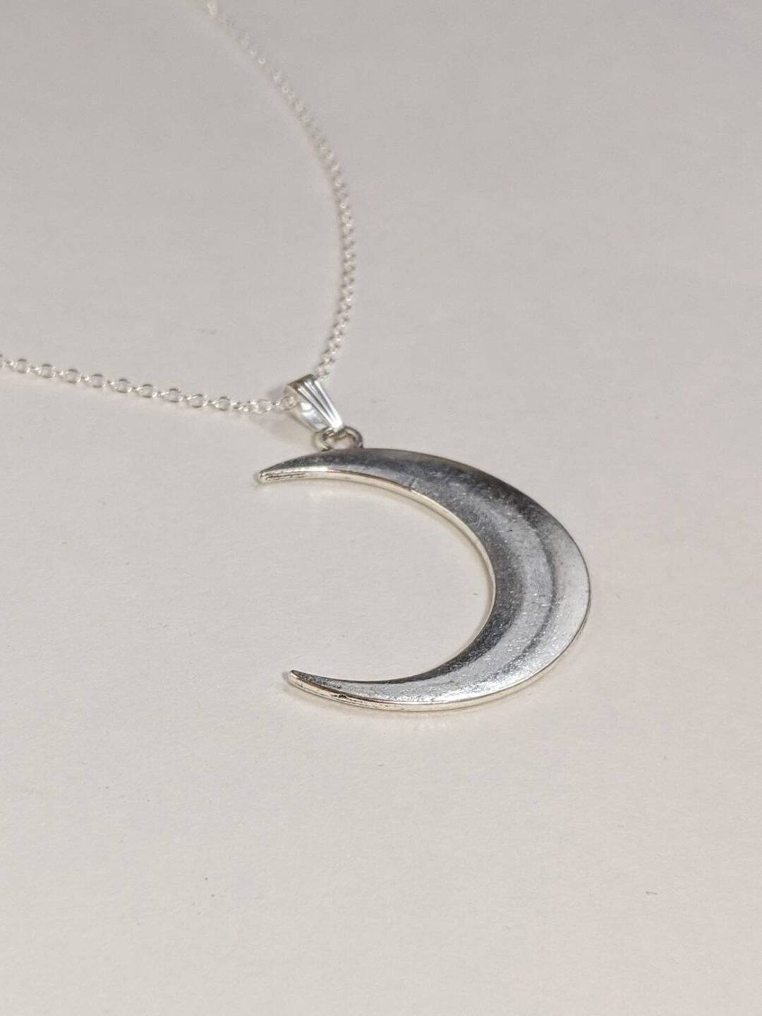 Large Silver Crescent Moon Necklace - Etsy