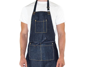men's denim apron-kitchen-BBQ-outdoor-adjustable-high quality-designed in USA