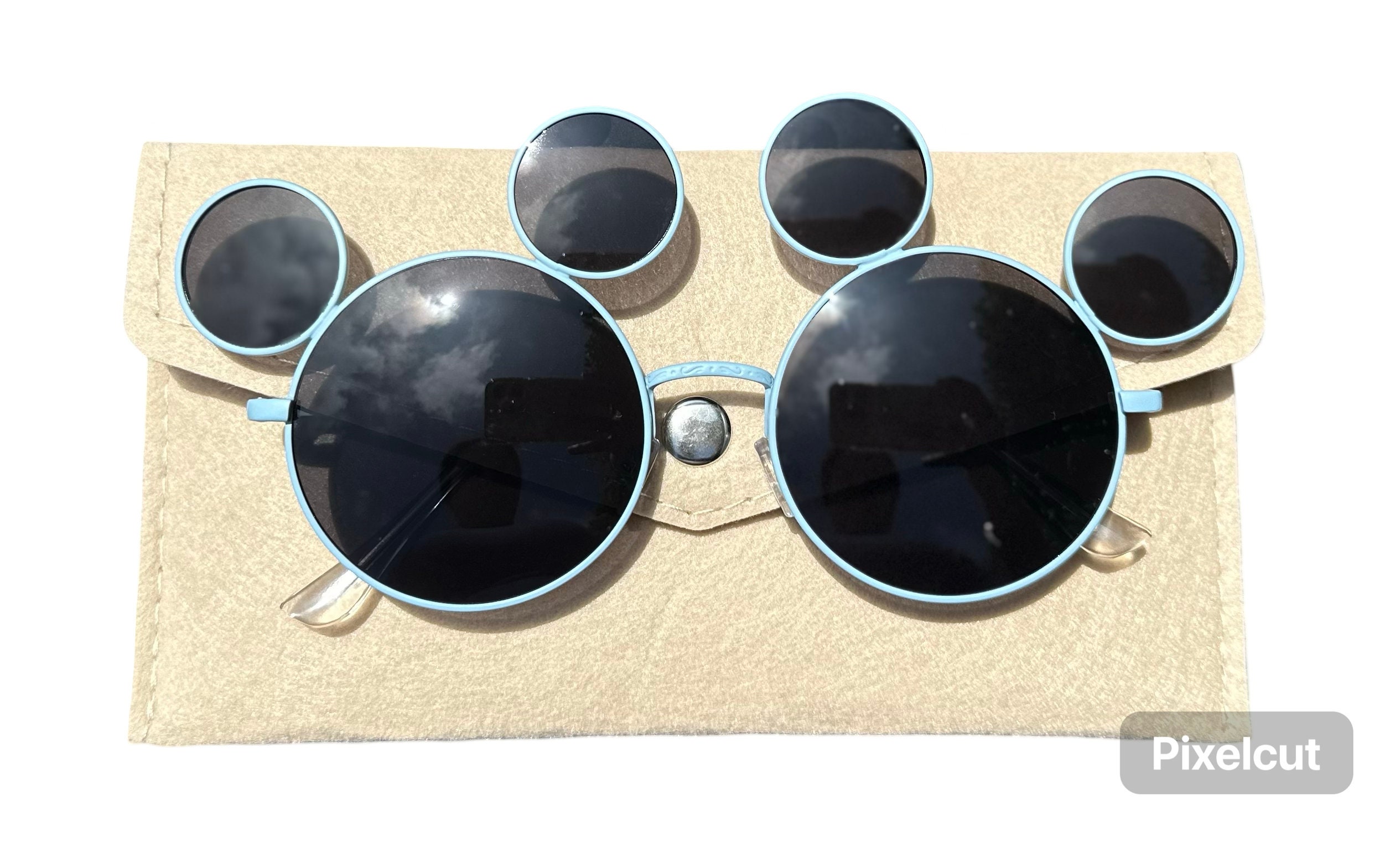 Disney Black Mirrored Adult Sunglasses With Case Disney Parks Mickey Mouse Ear Shaped | Mercari main image 4