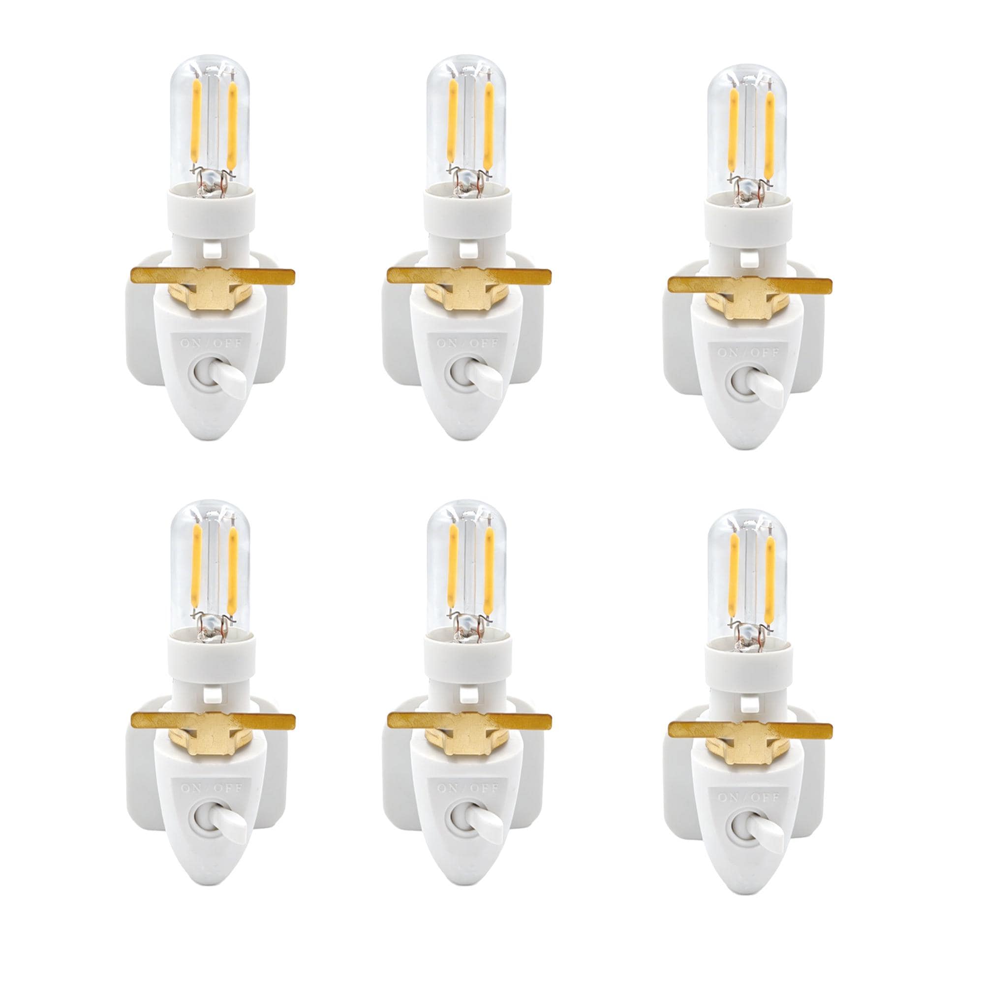 Plug-in Night Light Module Kit – 6 Pack With Rotatable Base, LED Bulbs & Iron Clips For Stained Glass Art, D.I.Y. Decorative Lamps, 120V USA Outlet, On/Off Switch
