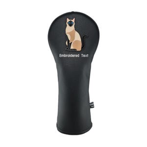Fundas de cuero sintético con diseño de gato siamés para palos de golf, cubiertas para cabezas de driver, protectores híbridos para maderas de calle con etiqueta de número intercambiable.