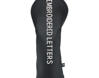 Custom Embroidery Letters Monogram\ Printing Golf Headcover Club Cover Personalized Name PU Leather Driver Fairway Wood Hybrid Protector