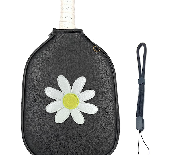 Pickleball Paddle Cover PU Leather Durable Sleeve Accessory Fits for Standard Paddles Padded Foam Storage Protects Rackets Case Only