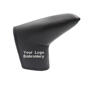 May include: A black, leather-textured automotive gear shift cover. The cover is shaped to fit over a gear shift and features the text "Your Logo Embroidery" in white.