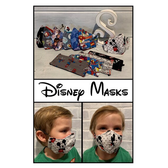 Children's Face Masks Disney Themed Available in Etsy