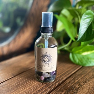 Protection Crystal Infused Spray • High Vibe Room Spray • Aura Spray • Linen Spray •  Sandalwood Scented • Spiritual Gift • Crystal Lover