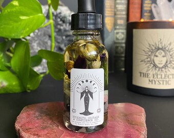 Strength, Courage & Confidence Manifestation Oil, Manifest Attraction, Manifesting Spell, Botanical Crystal Intention Body Oil, witchy Gift