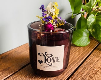 Love Candle- Mother's Day Candle, Candle With Flowers, Candle For Mom, Unique Candle Gift, I Love You Floral Candle, Special Gift for mom