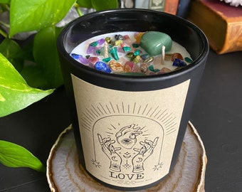 Love Crystal Candle, Manifest Love, Sex Magic, Attract Love, Witchy Magical Crystal Charged Intention Candle, Come To Me, Soulmate Spell