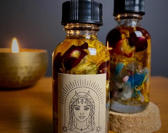 Spirit Guide Connection Botanical & Crystal Infused Oil- Intention Oil- Meditation Oil, Body Oil, Manifesting Oil, Third Eye Opening Oil