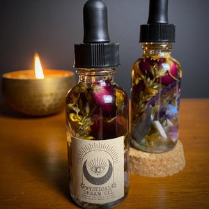 Mystical Dreams Botanical & Crystal Infused Oil- Intention Oil, Peaceful Lavender Body Oil, Oil For Sleep, Lucid Dream Oil, Manifesting Oil