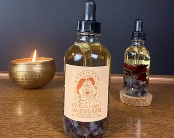 Aceite ritual de llama sagrada / Llama gemela del alma, aceite de unción para la pasión, la intimidad de pareja, el amor y la conexión espiritual. Hechizo de amor con intención.