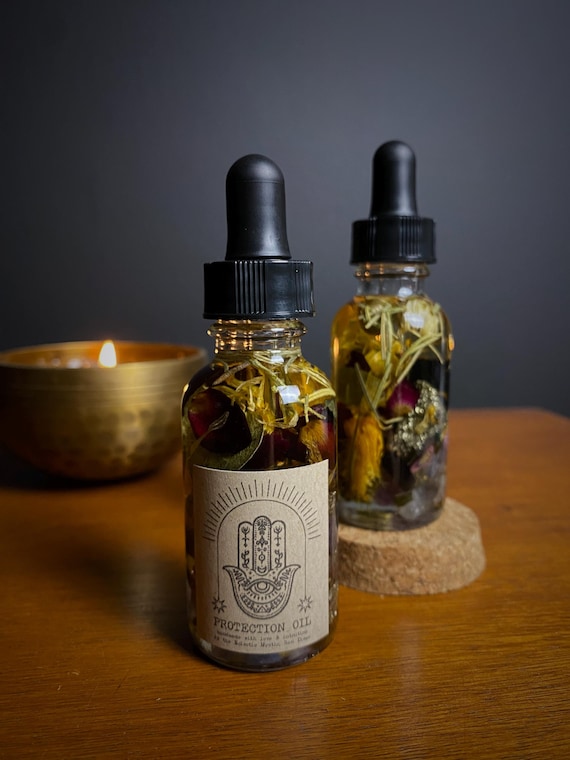 Protection Oil, Empath Energy, Crystal Infused Spiritual Protection Gift, Manifesting Oil, Intention Oil, Banishing Spell, Crystal Charged