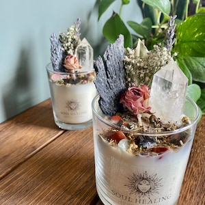 Soul Healing Intention Candle Packed With Crystals, Herbs and Flowers ...