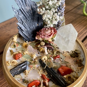 Soul Healing Intention Candle Packed With Crystals, Herbs and Flowers ...
