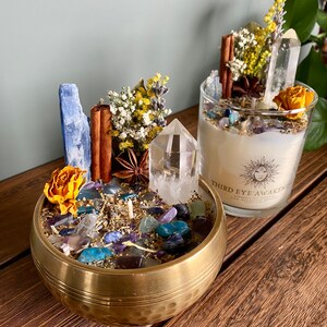 Third Eye Awakening Intention Candle With Crystals Herbs & Flowers- Bay ...