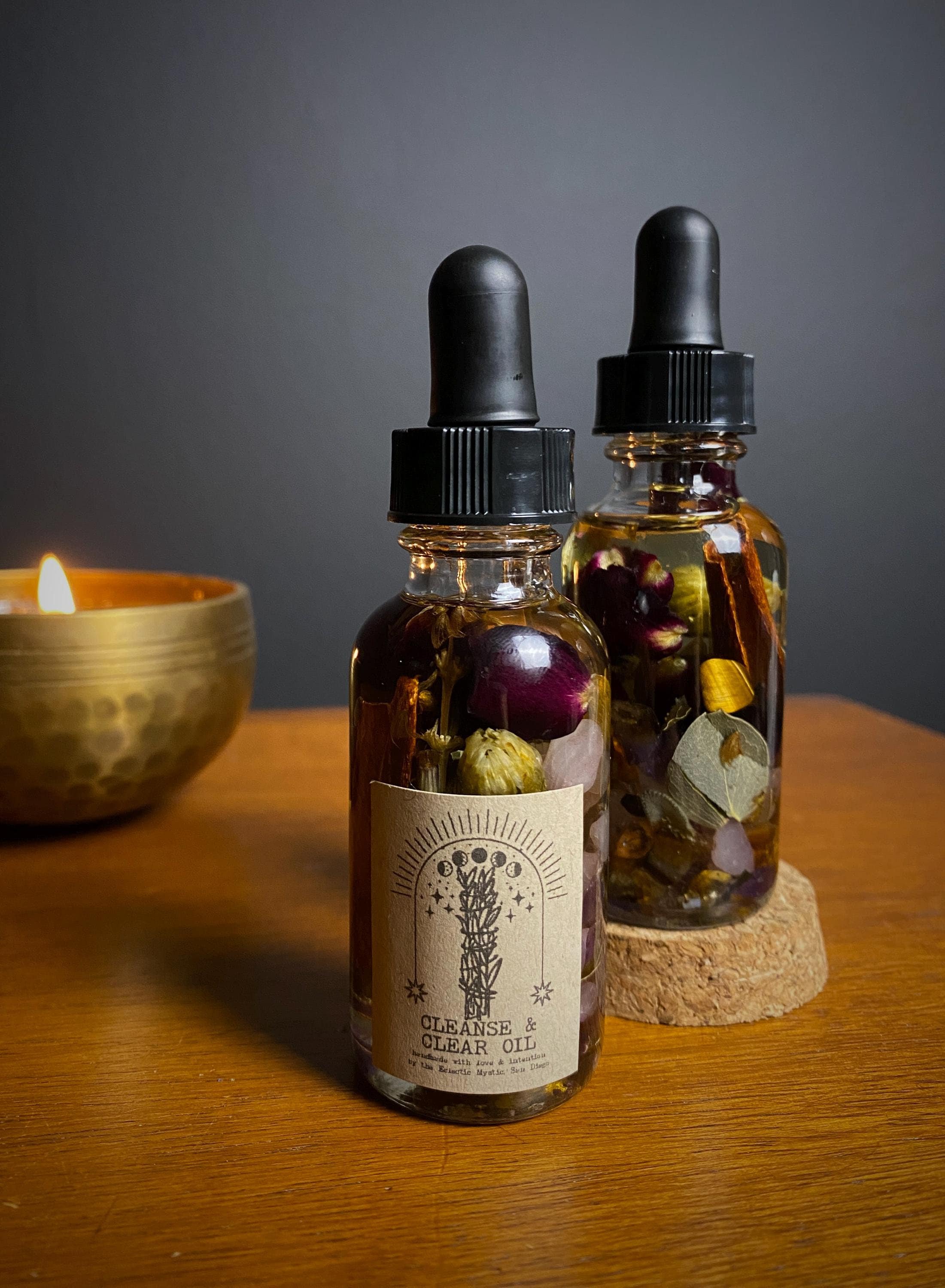 Cleanse and Clear Smudge Oil, Energy Clearing Crystal Charged Body Oil, Spiritual Protection Gift, Manifestation Present, Witchy Spell Oil