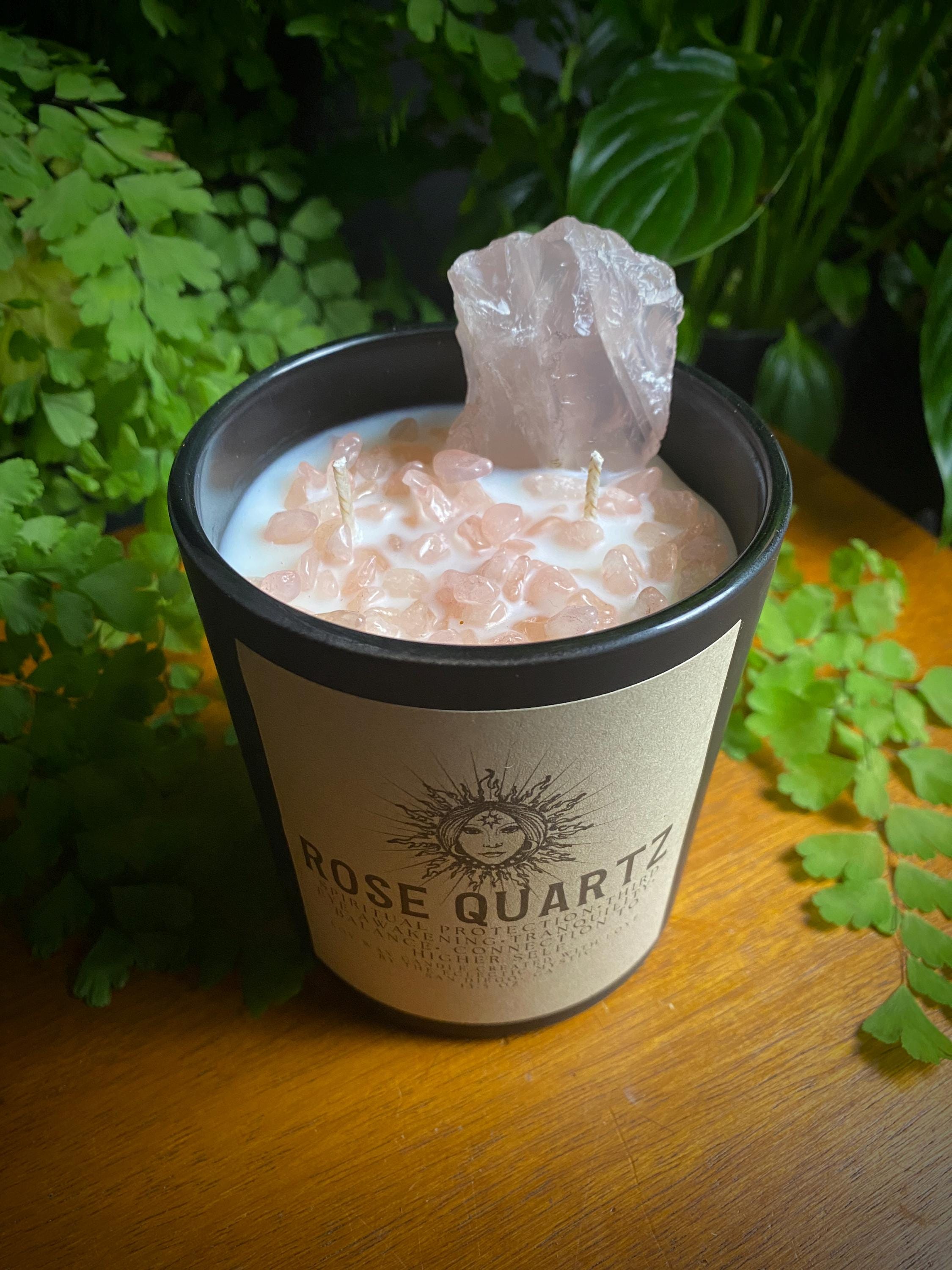 Rose Quartz Luxury Soy Crystal Candle • Love • Self Love • compassion ...