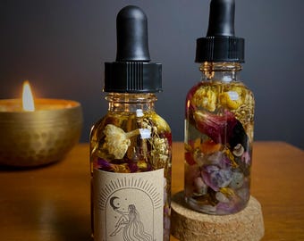 Olejek botaniczny Self Love Botanical Crystal Infused Oil – olejek intencyjny, pielęgnacja siebie, olejek do ciała, olejek manifestacyjny, olejek rytualny, osobiste wzmocnienie, prezent dla mamy