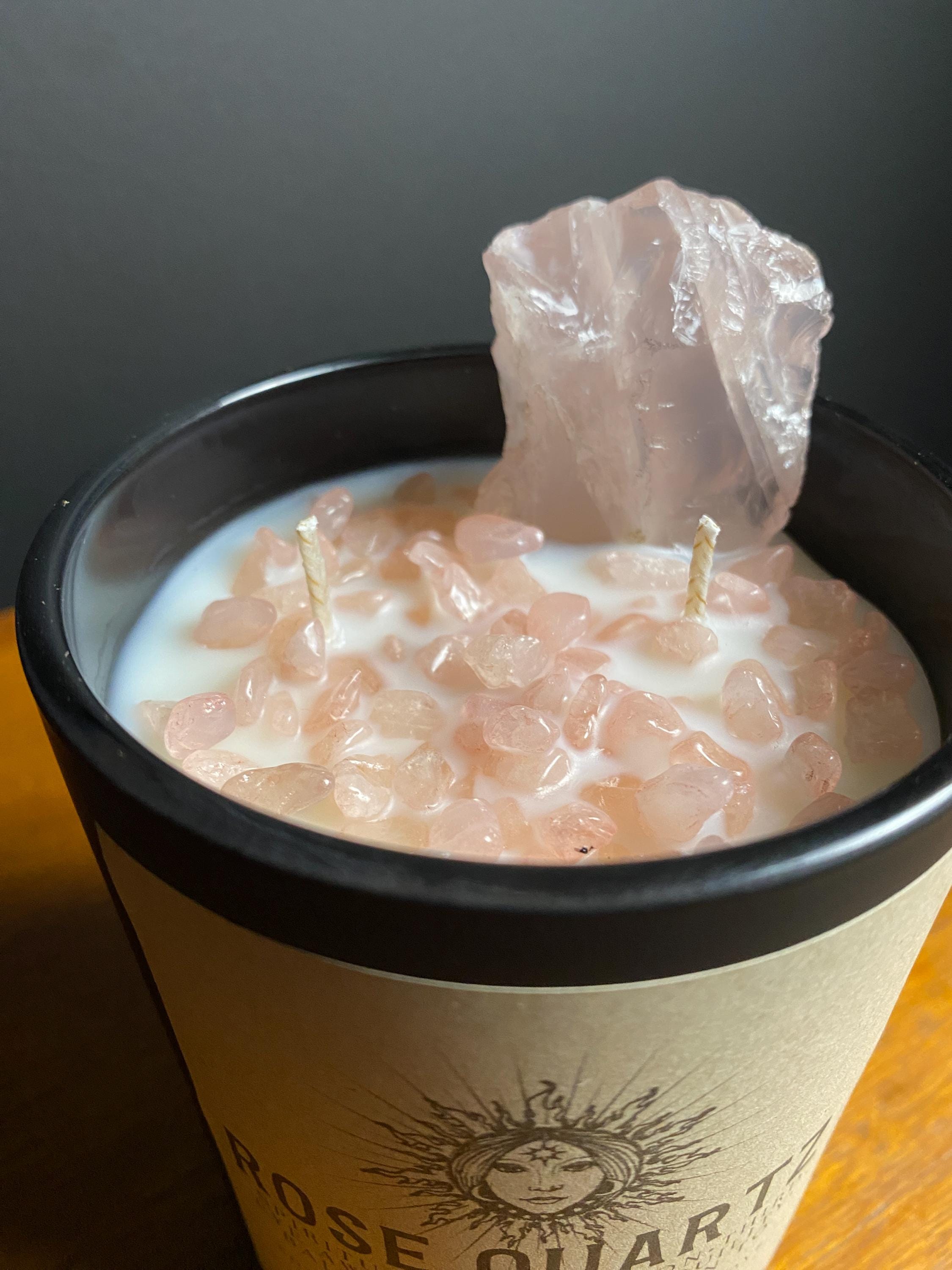 Rose Quartz Luxury Soy Crystal Candle • Love • Self Love • compassion ...