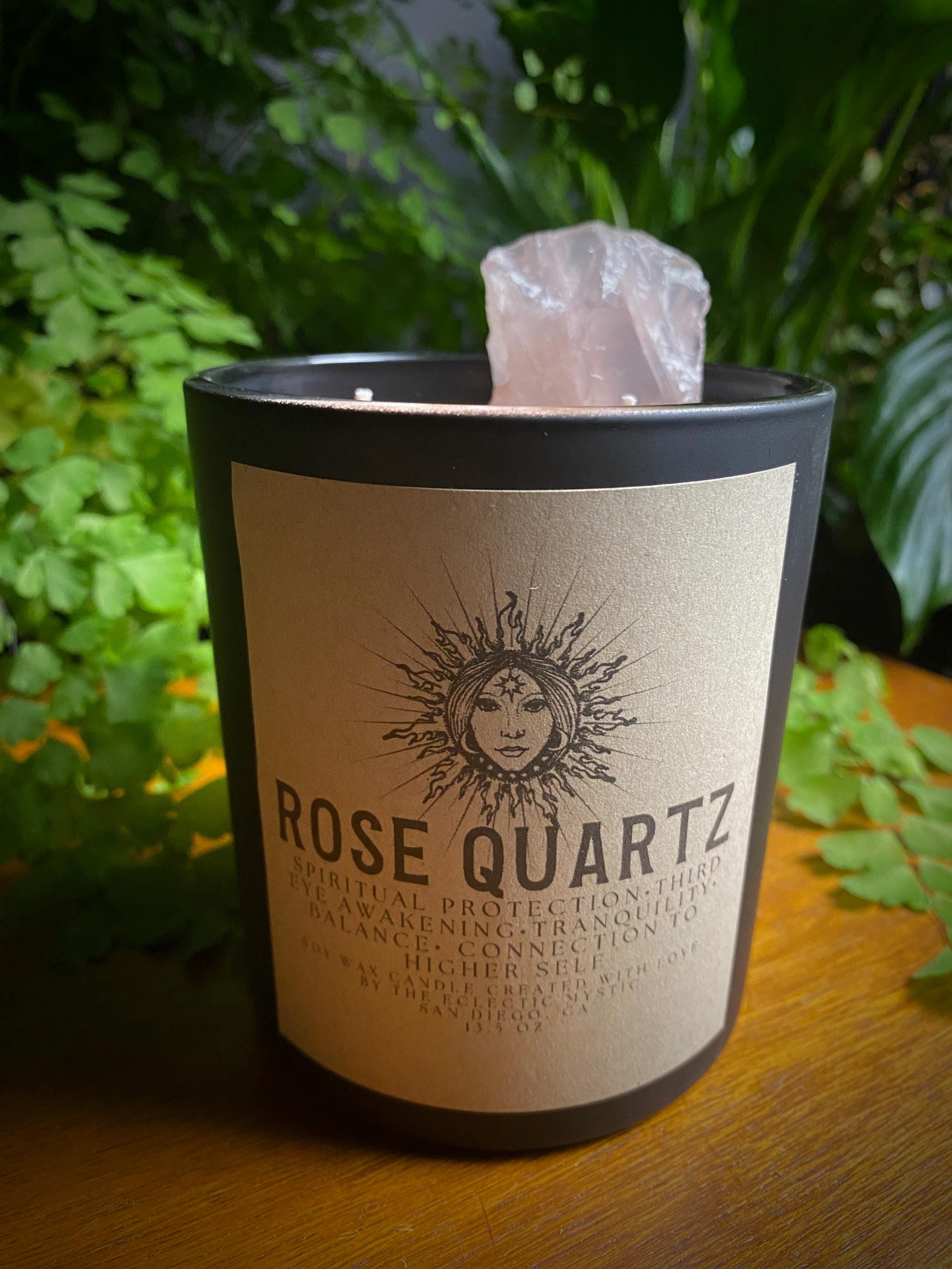 Rose Quartz Luxury Soy Crystal Candle • Love • Self Love • compassion ...