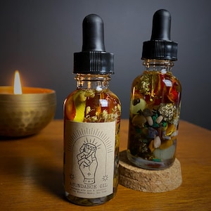 Abundance Botanical & Crystal Infused Oil- Manifest Abundance- Intention Oil, Body Oil, Special Crystal Gift, Alter Manifesting Ritual Oil
