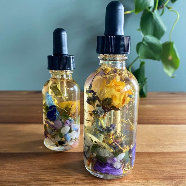 Mystical Dreams Botanical & Crystal Infused Oil- Intention Oil, Peaceful Lavender Body Oil, Oil For Sleep, Lucid Dream Oil, Manifesting Oil