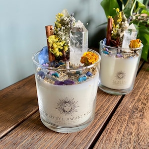 Third Eye Awakening Intention Candle With Crystals Herbs & Flowers- Bay ...