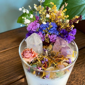 Attract Love Intention Candle Packed With Crystals, Herbs & Flowers ...
