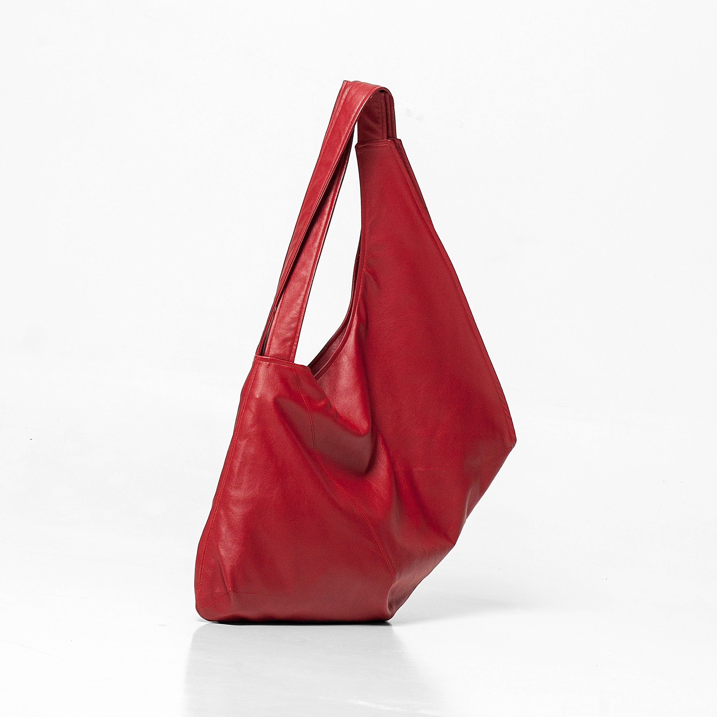 Red Vegan Leather Bag Large Hobo Handbag Shoulder Bag | Etsy