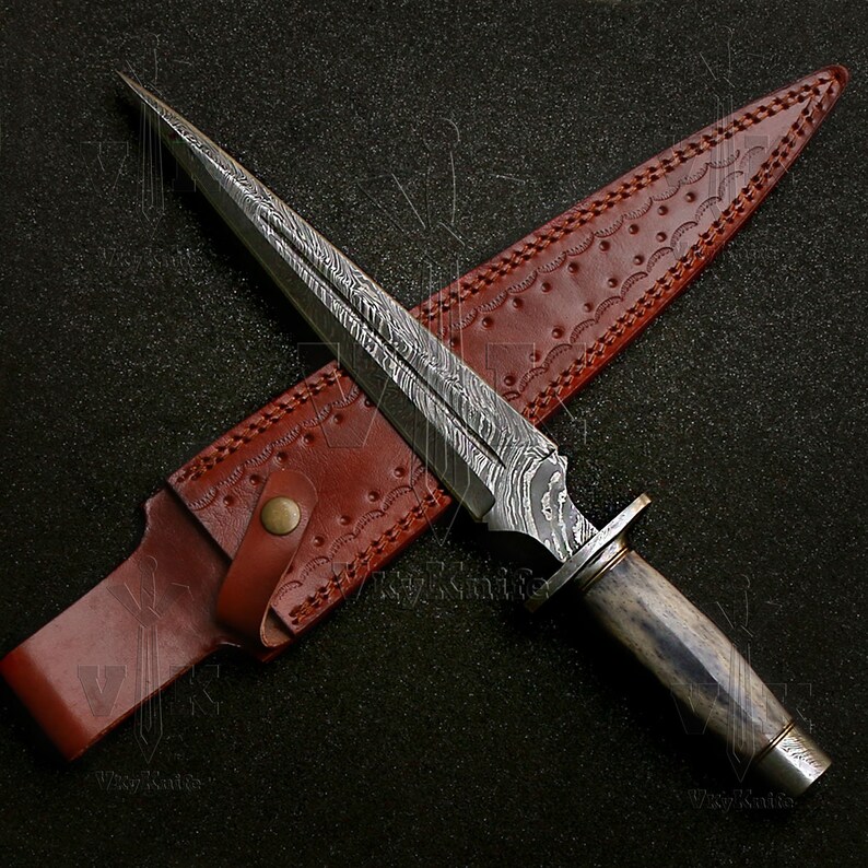 Handmade Damascus Dagger Damascus Fixed Blade Damascus Dagger popular Knife Comes With Leather Sheath vk2196