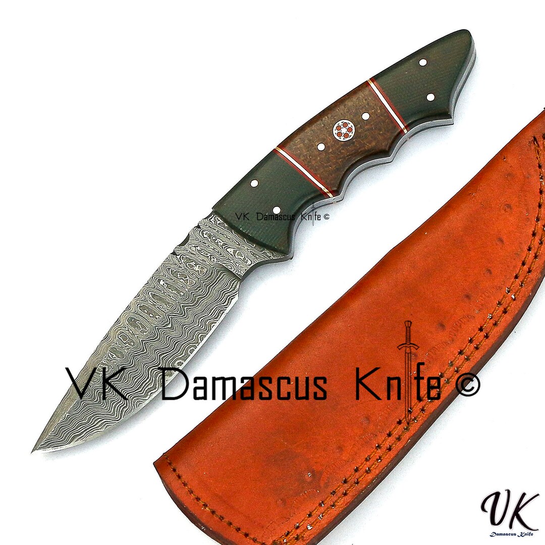 Handmade Damascus Hunting Knife Full Tang Fixed Blade Skinner Etsy