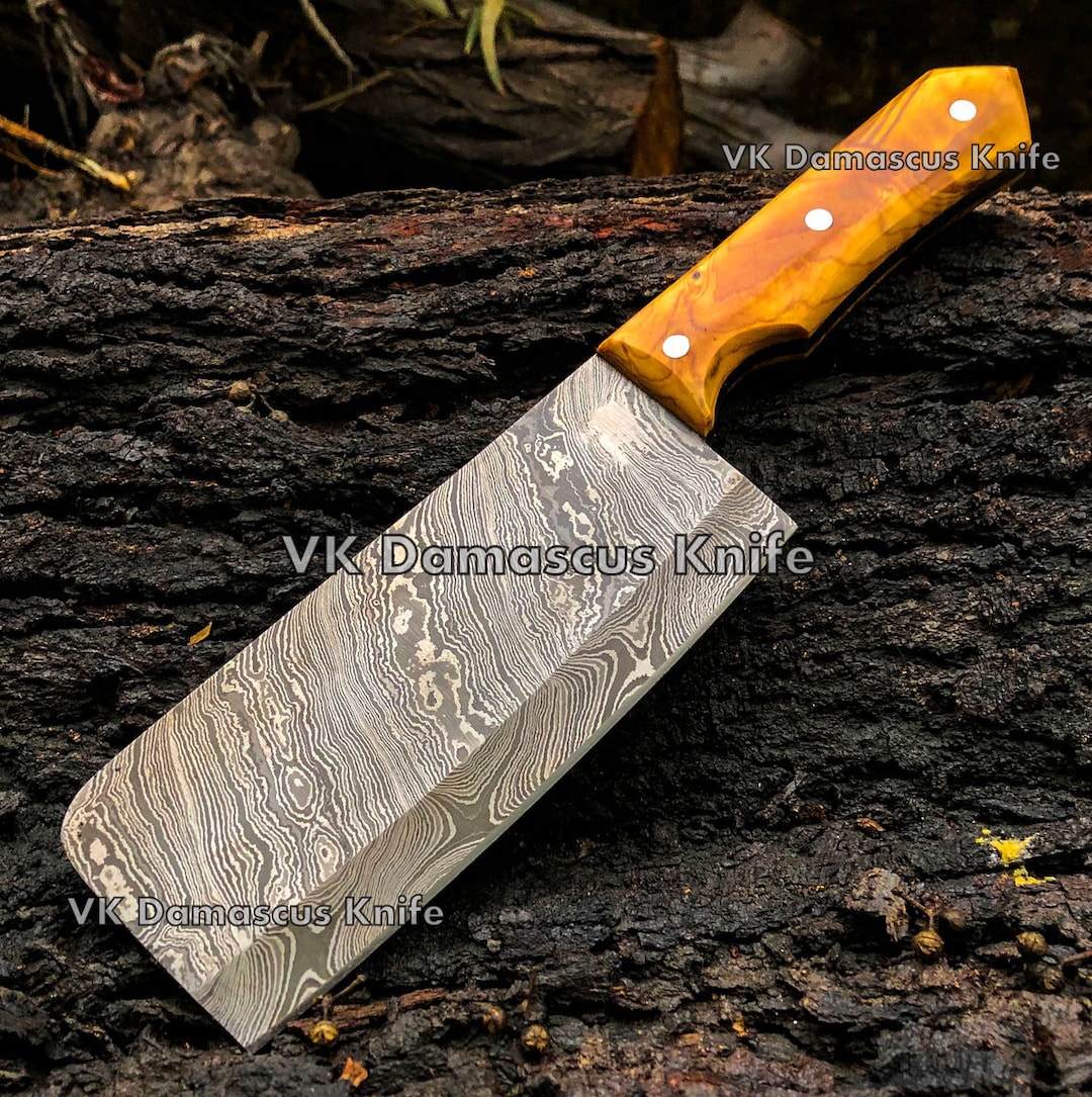 Handmade Cleaver, Damascus Cleaver With Sheath, Kitchen Knife, Butcher
