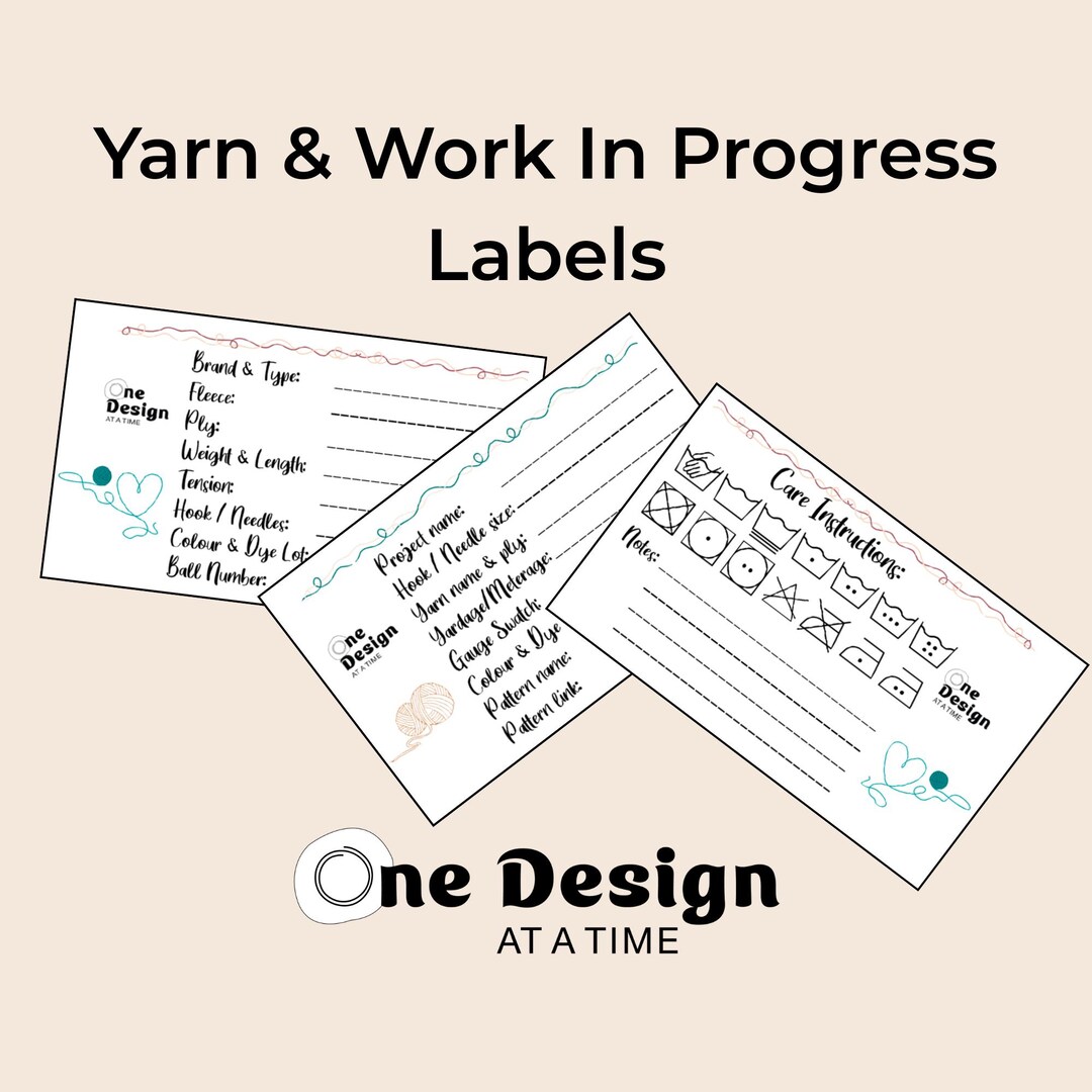 50 Labels - Yarn & WIP Label Pack With Safety Pins to Attach - Etsy