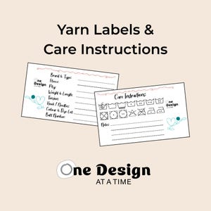 Yarn Labels with Care Instructions - pre-printed