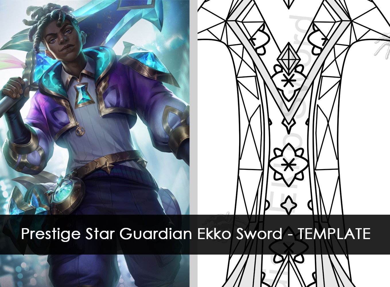 Prestige Star Guardian Ekko Sword TEMPLATE league of Etsy Australia
