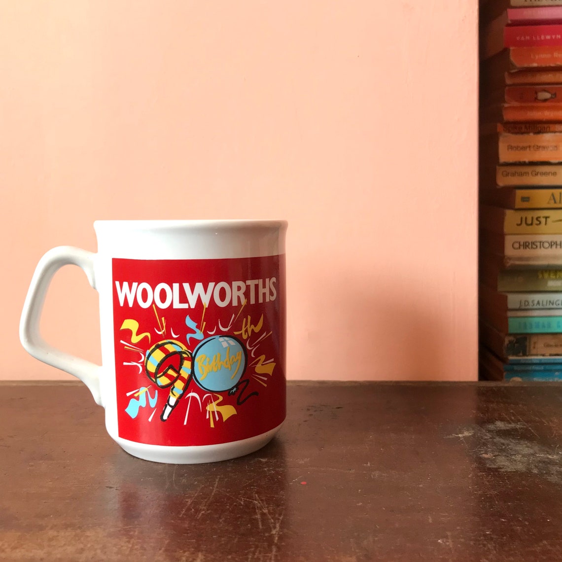 Vintage Woolworths shop 90th Birthday mug made in England by Etsy