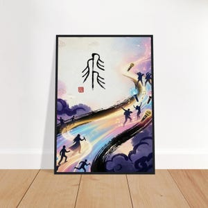 Inramad väggkonst med Seal Script "Fly" K-Pop Demon Hunters