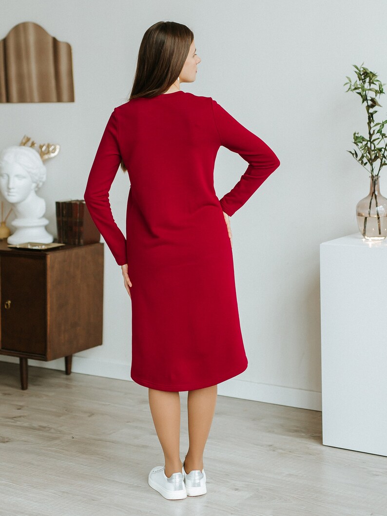 Wine Red Maternity Dress Breastfeeding Clothes by Wooma Etsy