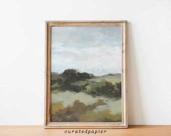 Green Landscape Painting | Portrait + Square | Abstract Landscape | Scenery Art Print | Minimalist Abstract Art Print | Abstract Landscape