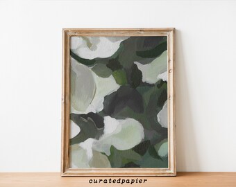 Hoja / Floral abstracto / Retrato + Cuadrado / Arte verde / Arte abstracto de plantas / Arte de pared con hojas / Arte de pared verde / Impresión de arte abstracto