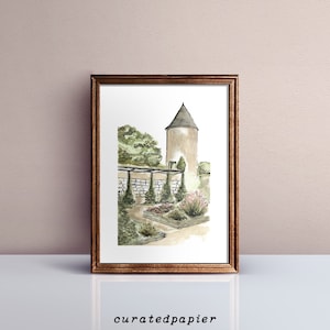 Garden Illustration Print | French Garden | Garden Artwork | Garden Painting | Watercolor and Ink