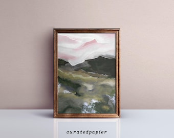 Pink Skies | Landscape Art Print | Abstract Landscape Art | Landscape Print | Pink Sky | Printable Gift | Girls Bedroom Decor