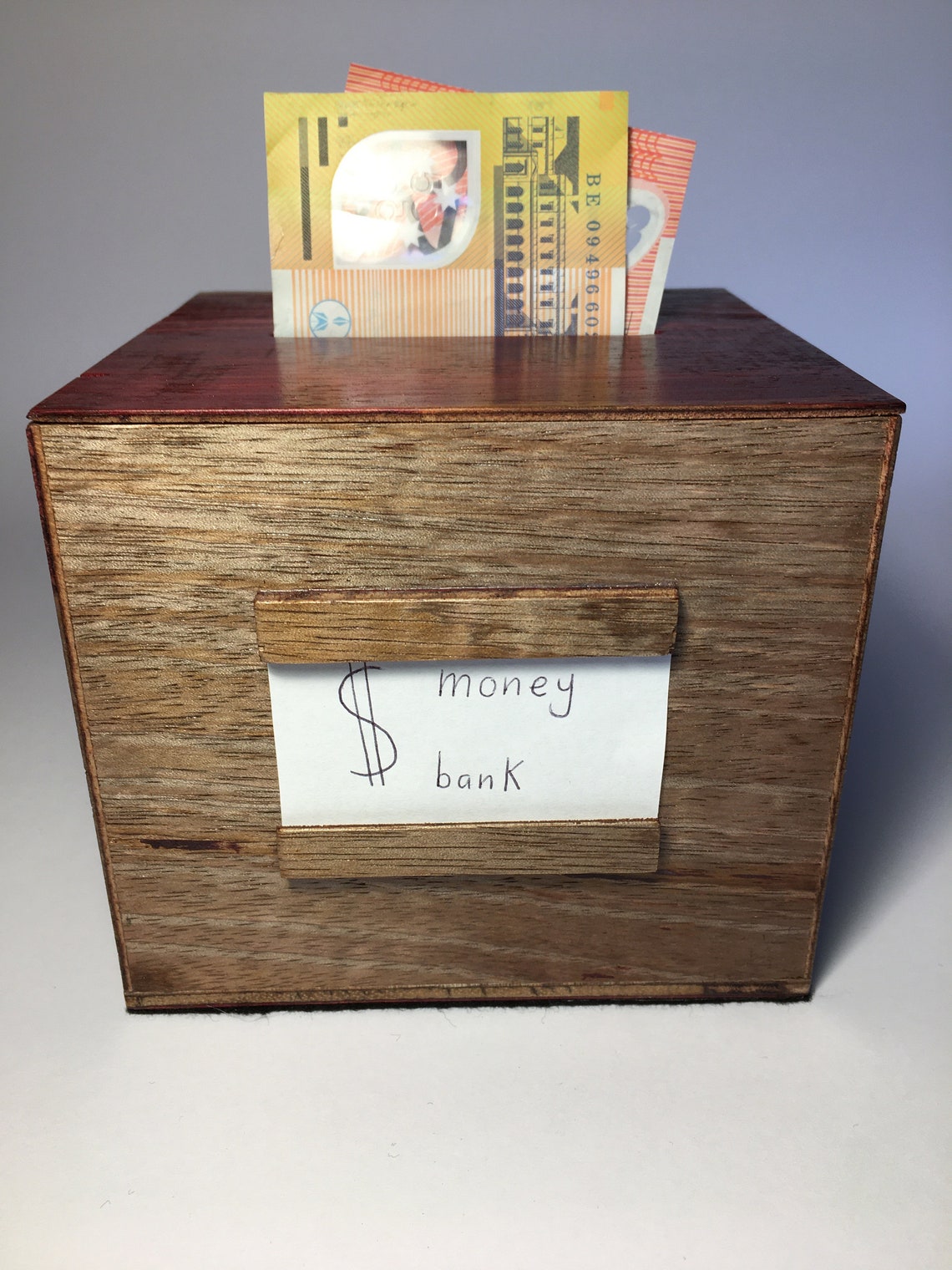 Caja de dinero de madera hecho a mano banco cerdito seguro Etsy