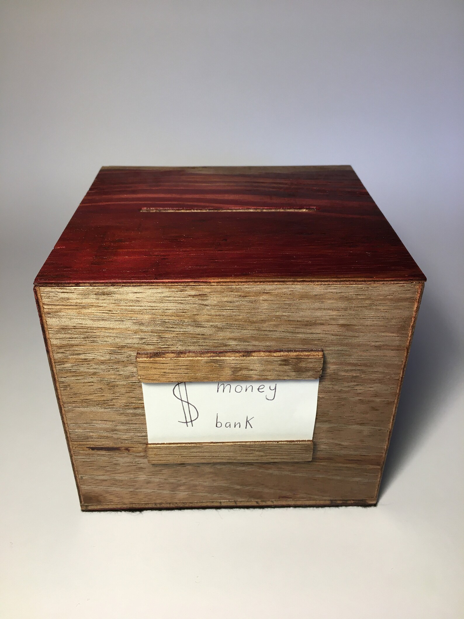 Caja de dinero de madera hecho a mano banco cerdito seguro Etsy