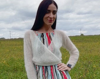 White Fluffy Wedding Women's Sweater 