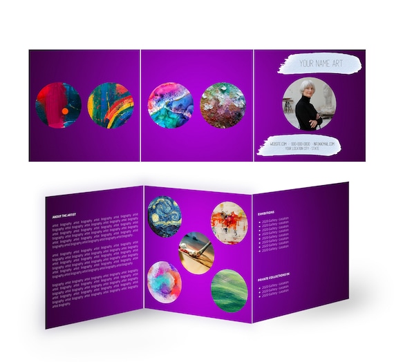 CANVA Square Trifold Brochure Template for Artists & - Etsy