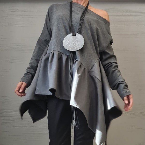 Extravagant Blose, Avant Garde Blouse, Deconstructed Top, Extravagant Asymmetric Top, Long sleeve, New collection