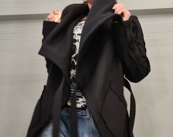 Asymmetric Coat, Wool Black Coat, Gothic Coat, Plus Size Clothing, Winter Women Coat,  Extravagant Long Coat, New collection