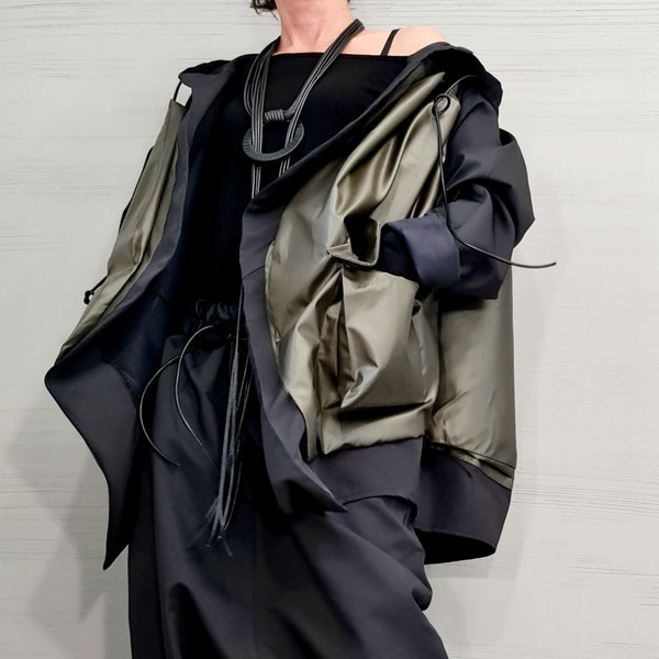 Extravagant jacket, Asymmetrical Jacket, Jacket with outer pockets, Deconstructed Futuristic Clothing, Gothic, New collection